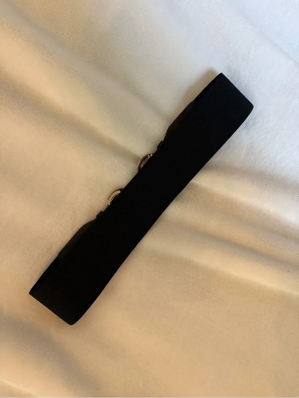 Black Double Buckle Stretch Waist Belt